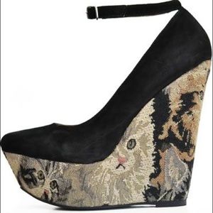 Jeffrey Campbell Pizan Wedges Tapestry Cats